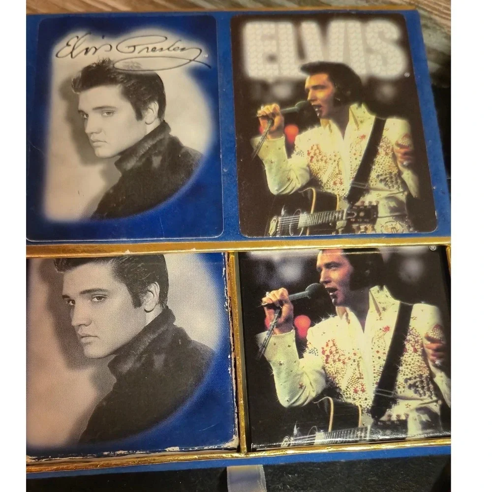 Elvis Presley Memorabilia Set Playing Cards Satin Boots Ornaments 2001 Standee